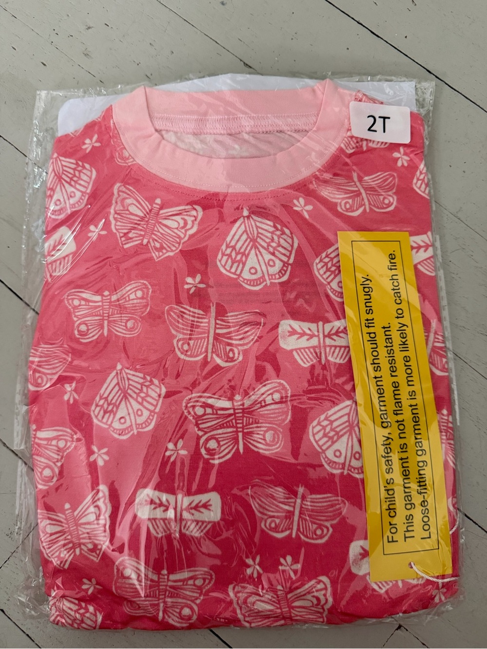 Girls' Pink Butterfly bamboo Pajama set - Size 2T